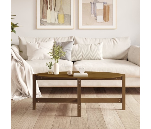 Mesa de centro madera maciza de pino marrón miel 118x63x45 cm