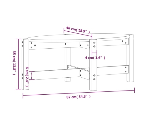 Mesa de centro madera maciza de pino marrón miel 87x48x35 cm