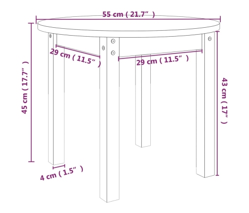 Mesa de centro de madera maciza de pino gris Ø 55x45 cm