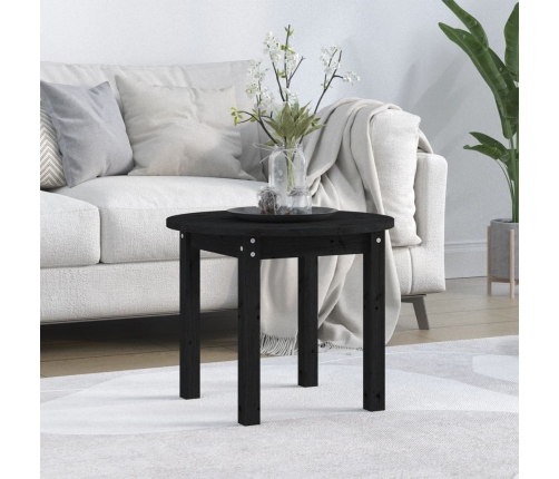 vidaXL Mesa de centro de madera maciza de pino negro Ø 55x45 cm