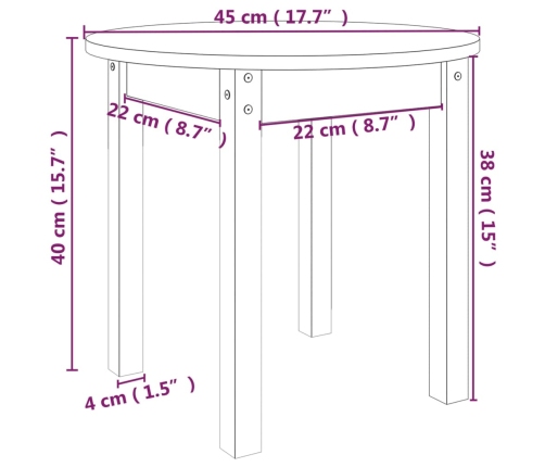 vidaXL Mesa de centro de madera maciza de pino Ø 45x40 cm