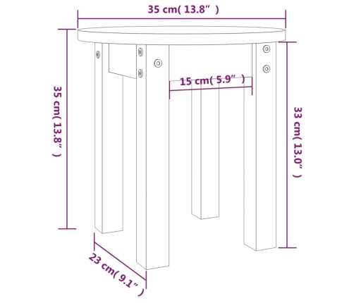 Mesa de centro de madera maciza de pino marrón miel Ø35x35 cm