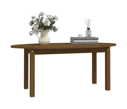 Mesa de centro madera maciza de pino marrón miel 110x55x45 cm