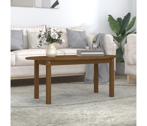 Mesa de centro madera maciza de pino marrón miel 110x55x45 cm