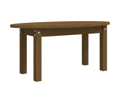 Mesa de centro madera maciza de pino marrón miel 80x40x35 cm