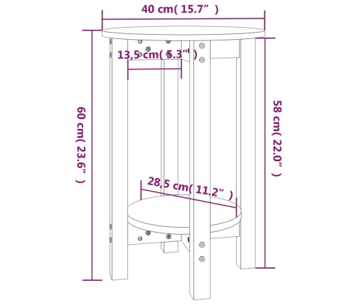 Mesa de centro de madera maciza de pino Ø40x60 cm