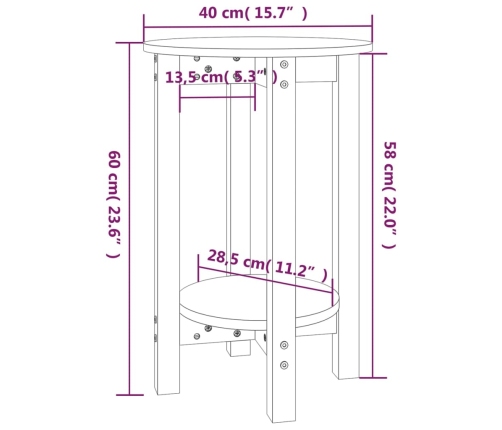 Mesa de centro de madera maciza de pino blanco Ø40x60 cm