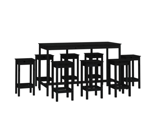 Set de bar 9 piezas madera maciza de pino negro