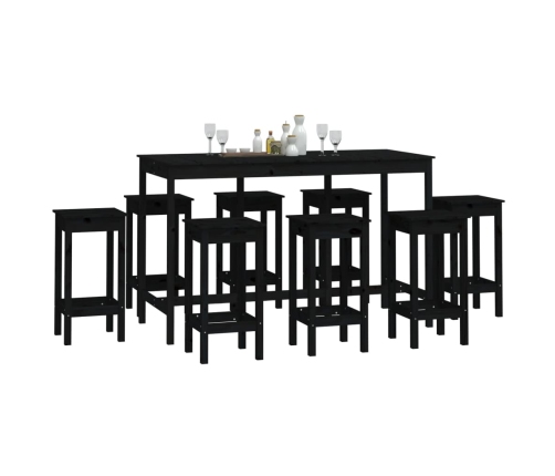 Set de bar 9 piezas madera maciza de pino negro