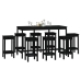 Set de bar 9 piezas madera maciza de pino negro