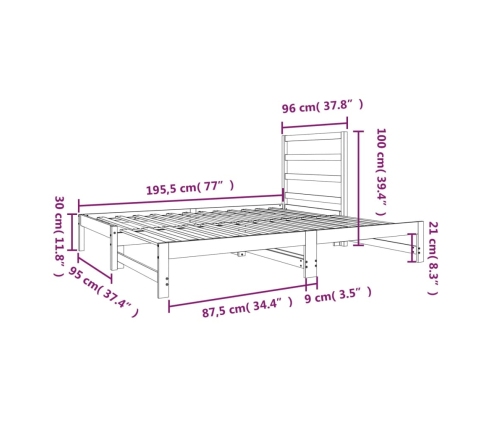 Sofá cama extraíble sin colchón 2x(90x190) cm