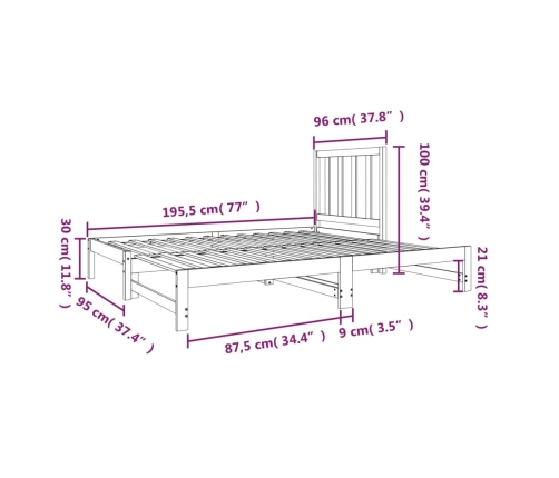 Sofá cama extraíble sin colchón 2x(90x190) cm