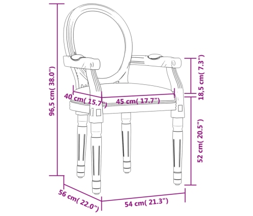 Silla de comedor tela gris oscuro 54x56x96,5 cm