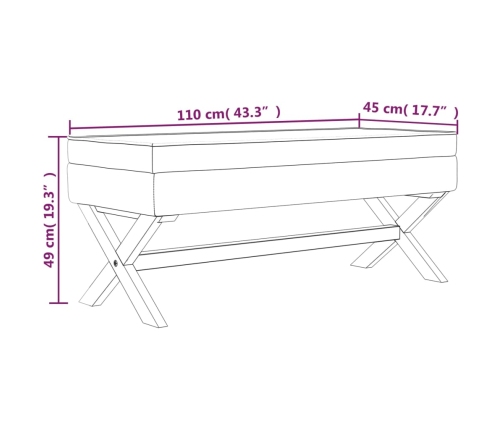 Taburete con almacenaje tela gris oscuro 110x45x49 cm