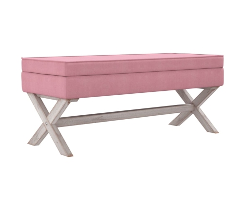 Taburete con almacenaje terciopelo rosa 110x45x49 cm