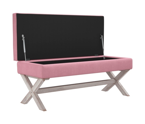 Taburete con almacenaje terciopelo rosa 110x45x49 cm