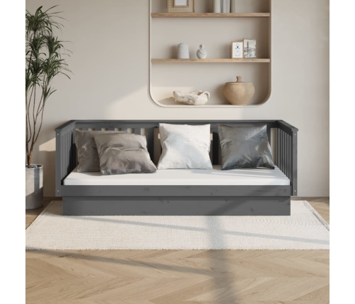 Sofá cama sin colchón madera maciza de pino gris 80x200 cm