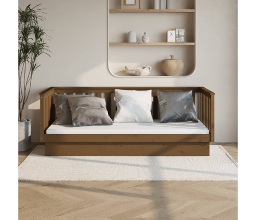 Sofá cama sin colchón madera maciza pino marrón miel 80x200 cm