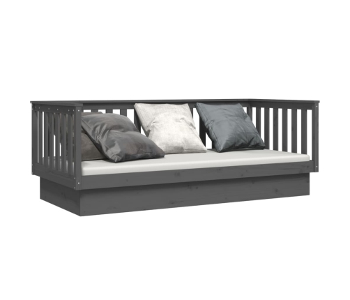 Sofá cama madera maciza de pino gris 90x200 cm