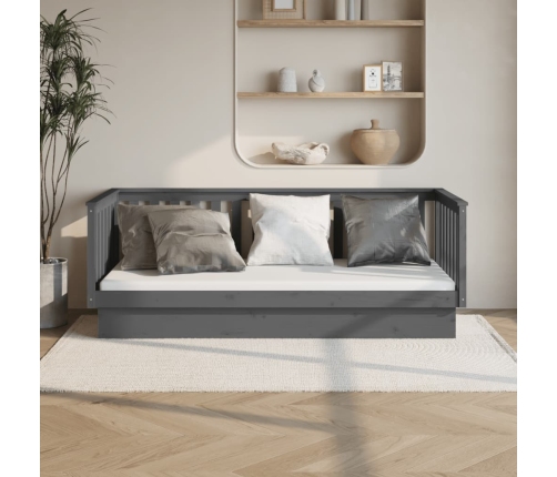 Sofá cama madera maciza de pino gris 90x200 cm