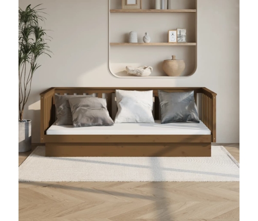 Sofá cama madera maciza de pino marrón miel 100x200 cm