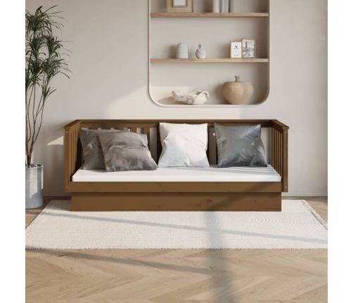 Sofá cama de madera maciza de pino marrón miel 75x190 cm