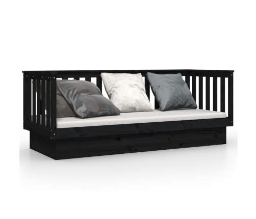 Sofá cama madera maciza de pino negro 75x190 cm