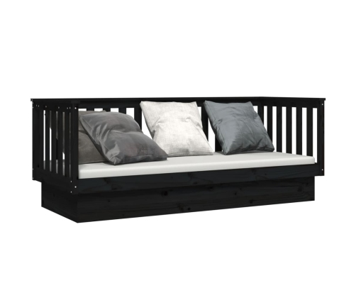 Sofá cama madera maciza de pino negro 75x190 cm