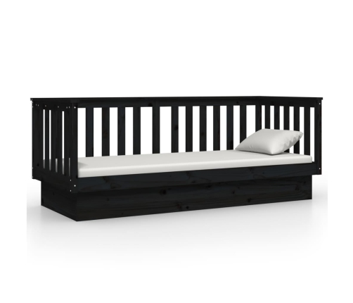 Sofá cama madera maciza de pino negro 75x190 cm