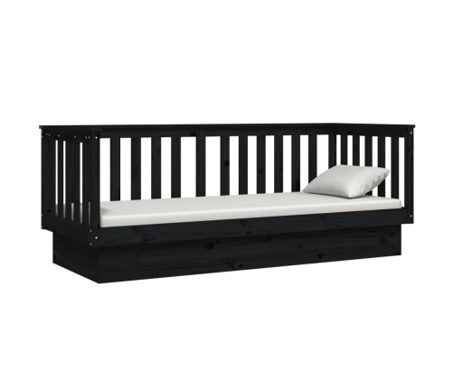 Sofá cama madera maciza de pino negro 75x190 cm