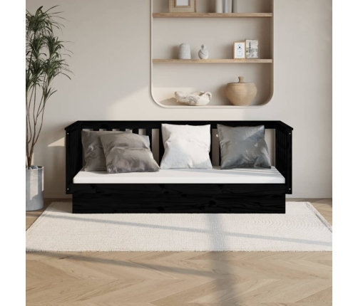 Sofá cama madera maciza de pino negro 75x190 cm