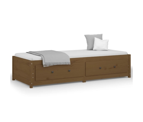 Sofá cama sin colchón madera maciza pino marrón miel 80x200 cm