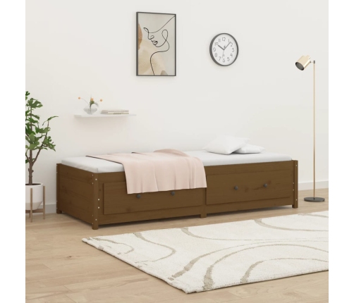 Sofá cama sin colchón madera maciza pino marrón miel 80x200 cm