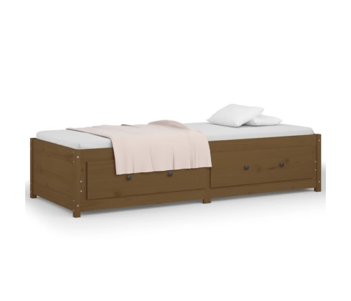 Sofá cama sin colchón madera maciza pino marrón miel 80x200 cm