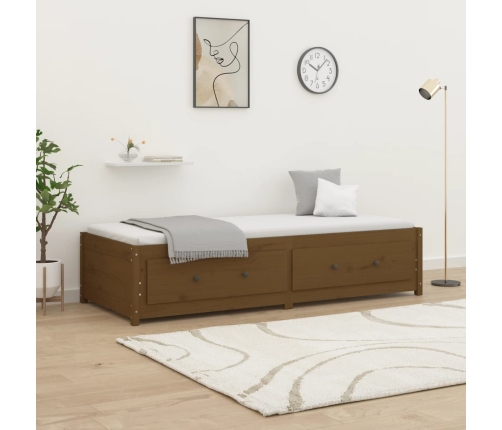 Sofá cama sin colchón madera maciza pino marrón miel 80x200 cm