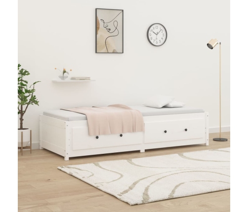 Sofá cama sin colchón madera maciza de pino blanco 90x200 cm