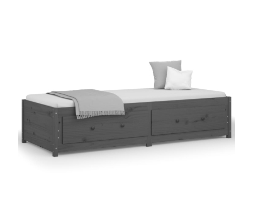 Sofá cama madera maciza de pino gris 90x200 cm