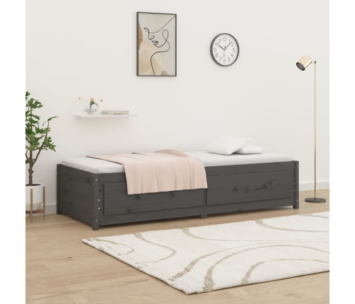 Sofá cama madera maciza de pino gris 90x200 cm