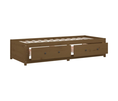 Sofá cama madera maciza de pino marrón miel 90x200 cm