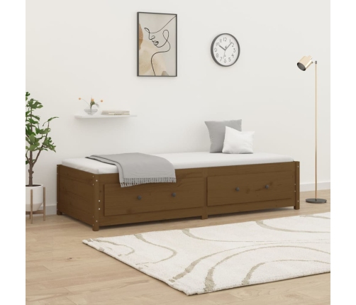 Sofá cama madera maciza de pino marrón miel 90x200 cm