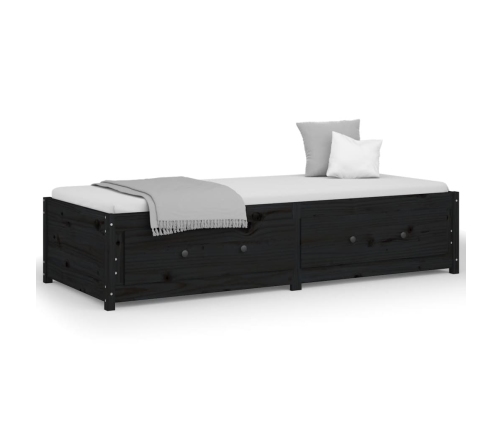 vidaXL Sofá cama de madera maciza de pino negro 75x190 cm