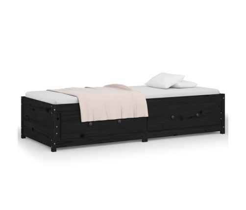 vidaXL Sofá cama de madera maciza de pino negro 75x190 cm