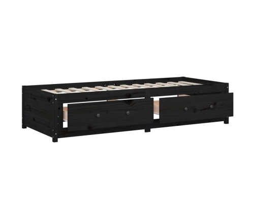 vidaXL Sofá cama de madera maciza de pino negro 75x190 cm