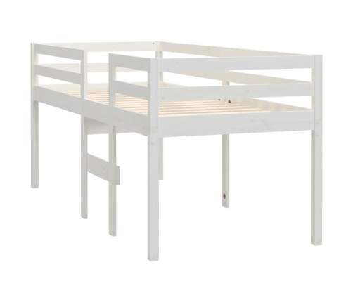 Cama alta blanca madera maciza pino 90x200 cm