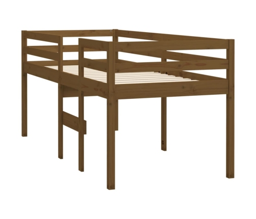 Cama alta madera maciza pino marrón miel 90x190 cm