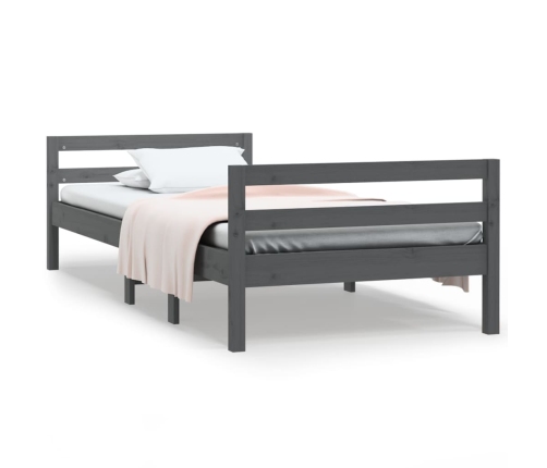 Estructura de cama madera maciza de pino gris 90x200 cm