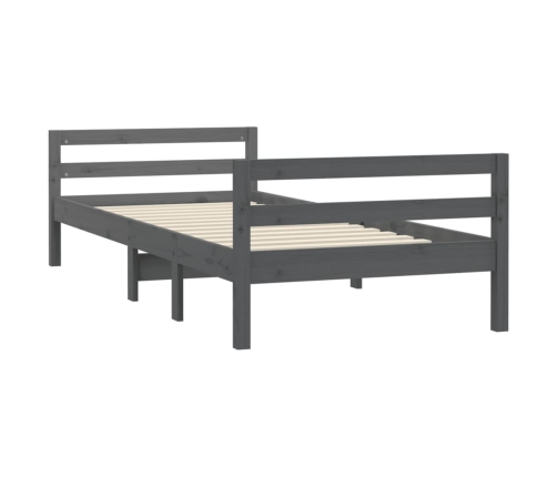 Estructura de cama madera maciza de pino gris 90x200 cm