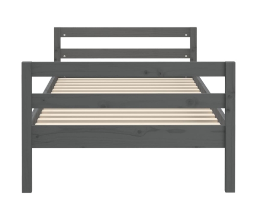 Estructura de cama madera maciza de pino gris 90x200 cm