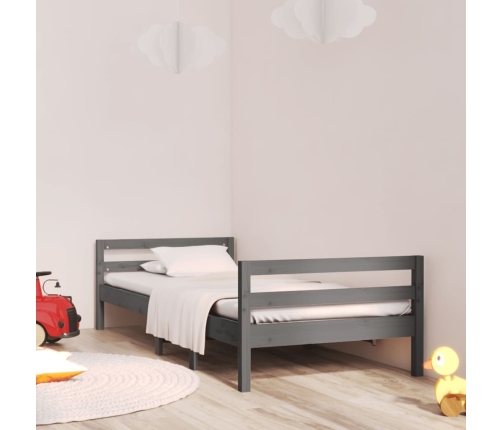 Estructura de cama madera maciza de pino gris 90x200 cm