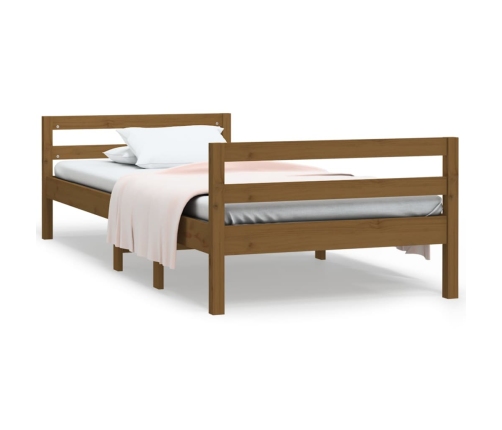 Estructura de cama madera maciza pino marrón miel 90x200 cm